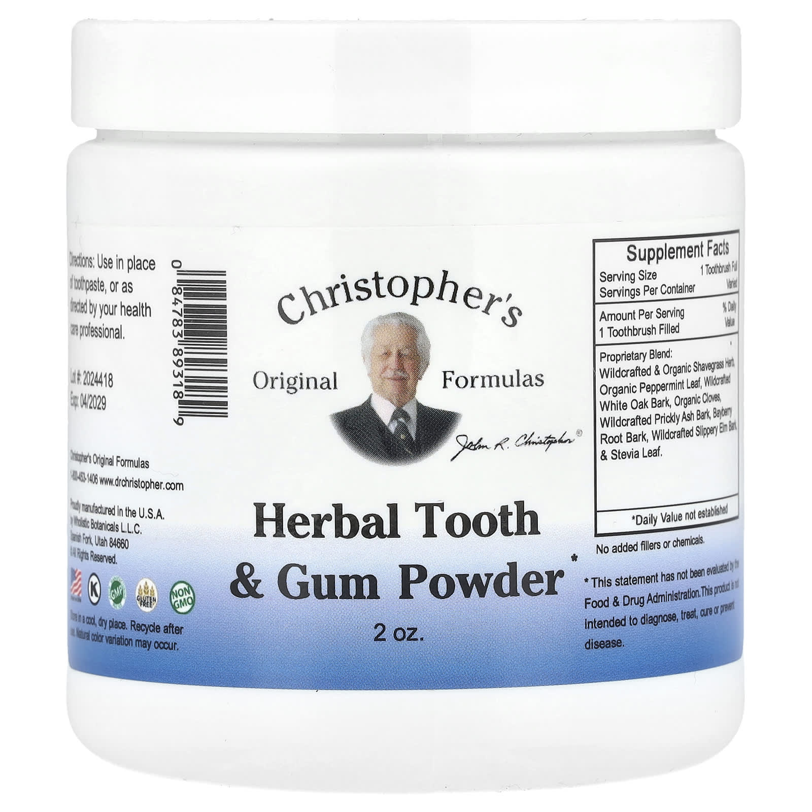 Herbal Tooth & Gum Powder by Christopher's Original Formulas - 2 oz. - Image 1