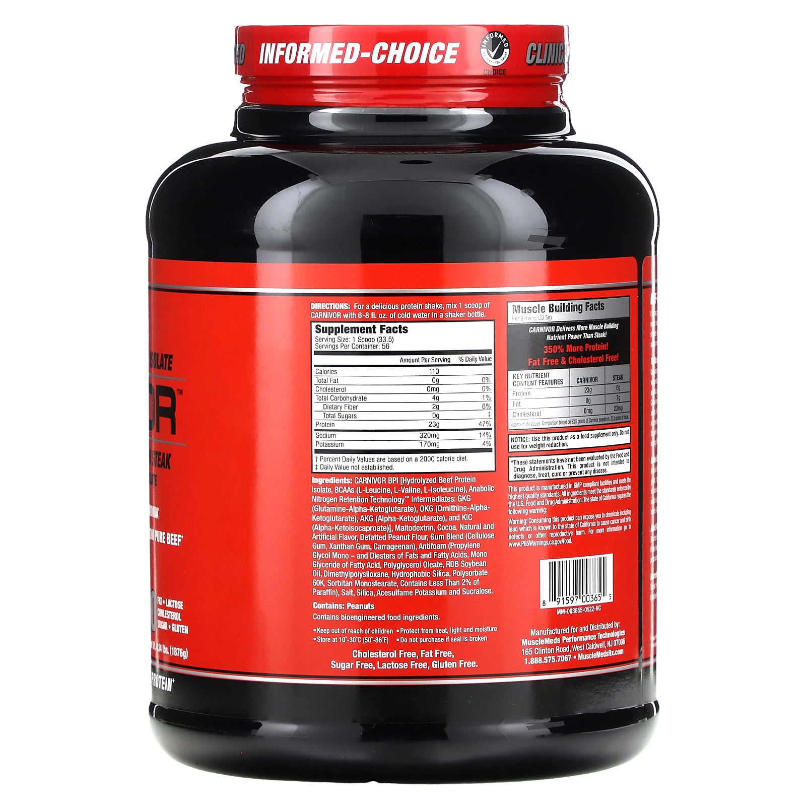 MuscleMeds, Carnivor, Bioengineered Beef Protein Isolate, Chocolate Peanut Butter,  4.14 lbs (1,876 g) - Image 2