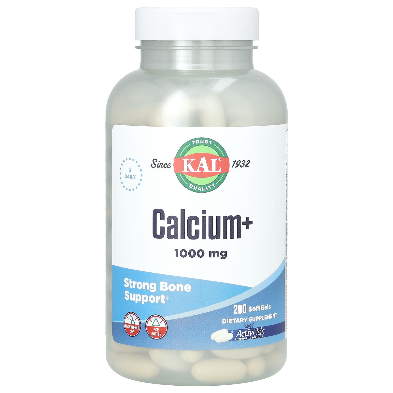 KAL Calcium+ 200 Softgels for Strong Bones - Image 1