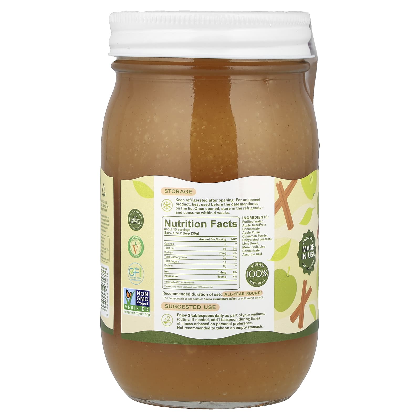 True Sea Moss, Natural Superfood From The Sea, Apple and Cinnamon, 16 fl oz (473 ml) - Image 2