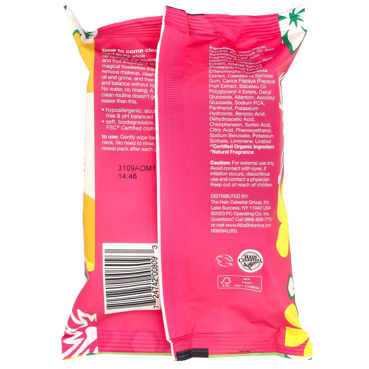Alba Botanica 3-in-1 Hawaiian Pineapple Enzyme Towelettes, 25 Count - Image 2
