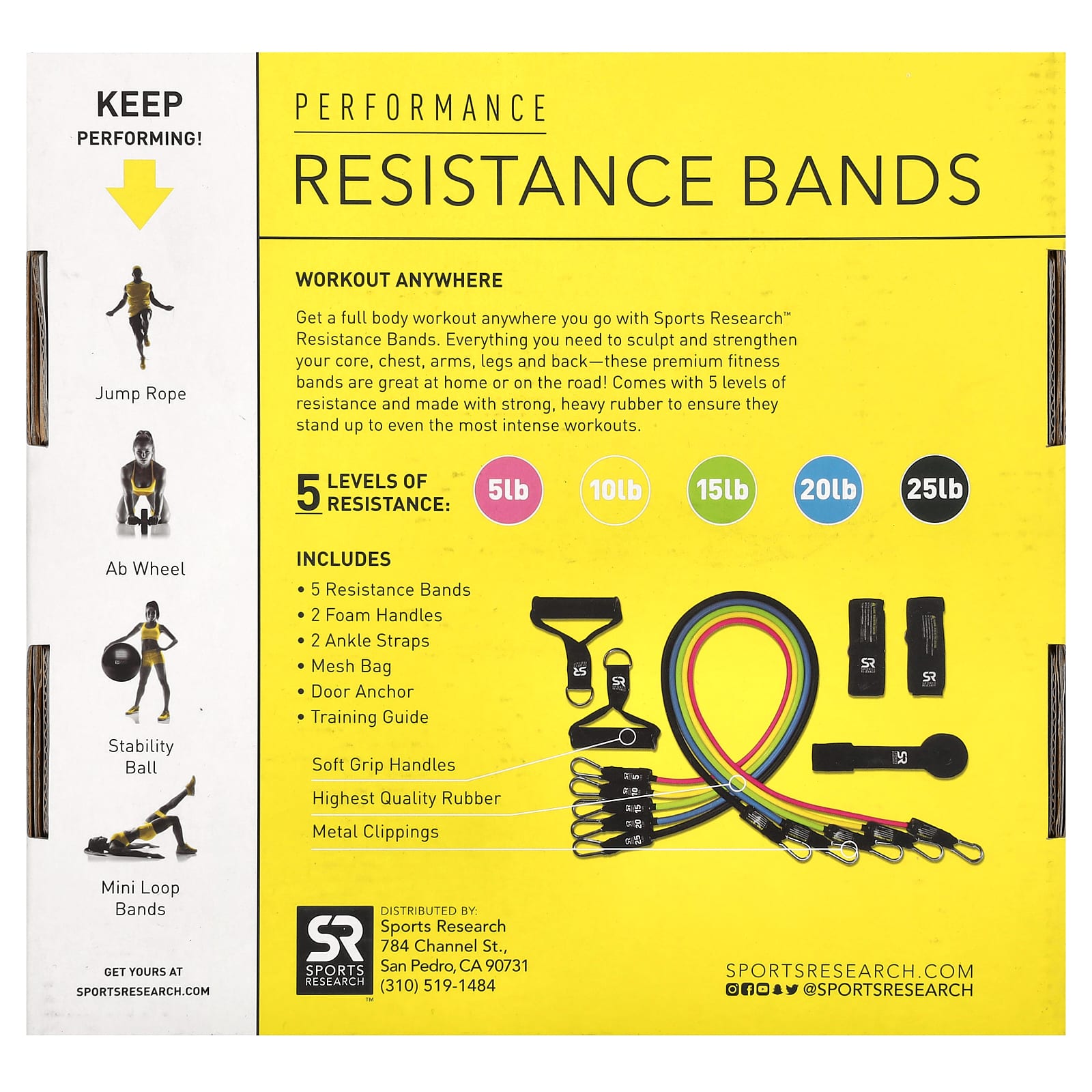 Sports Research, Performance Resistance Bands, 12 Piece Kit - Image 2