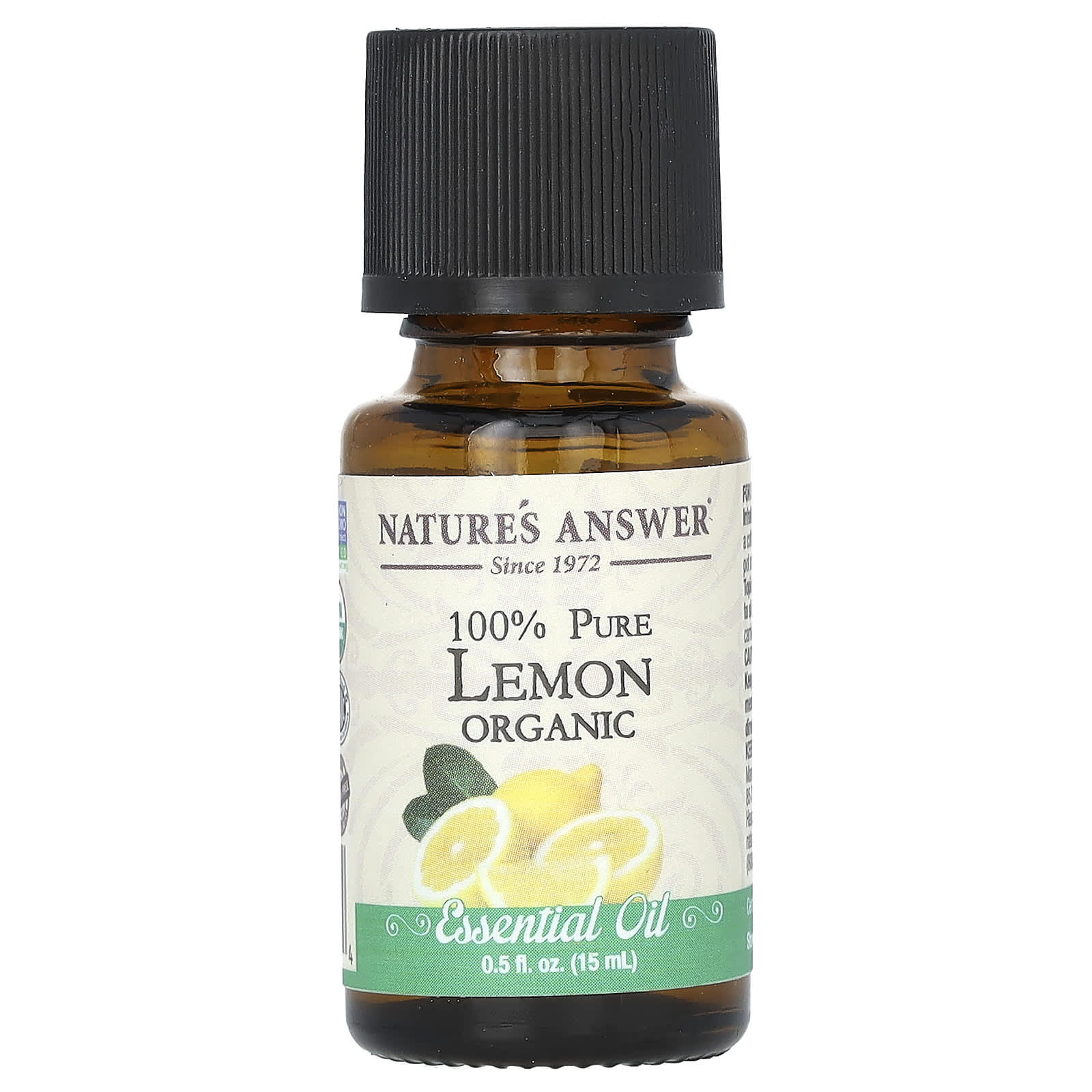 Nature's Answer, 100% Pure Organic Essential Oil, Lemon, 0.5 fl oz (15 ml) - Image 1