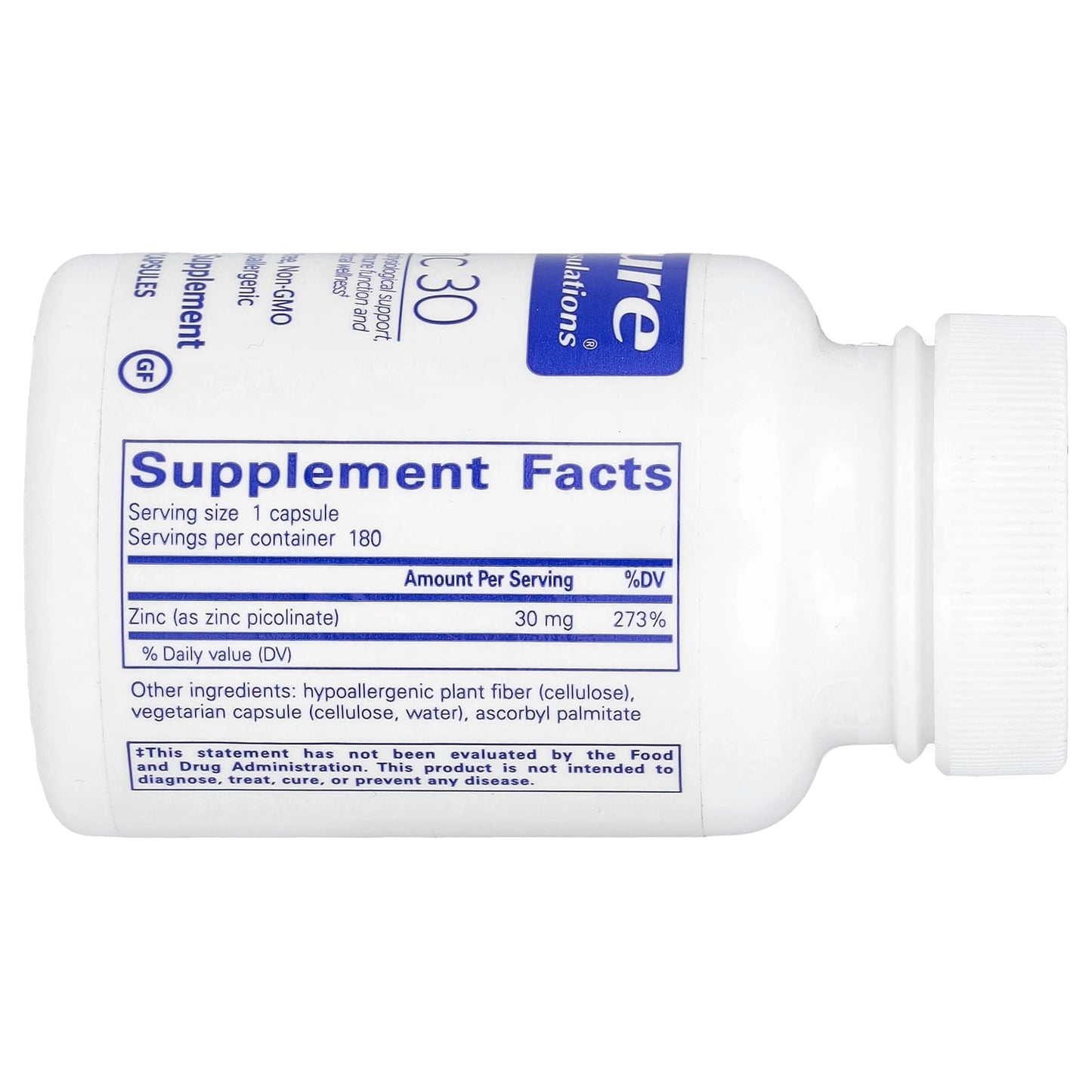 Pure Encapsulations, Zinc 30, 180 Capsules (30 mg per Capsule) - Image 2
