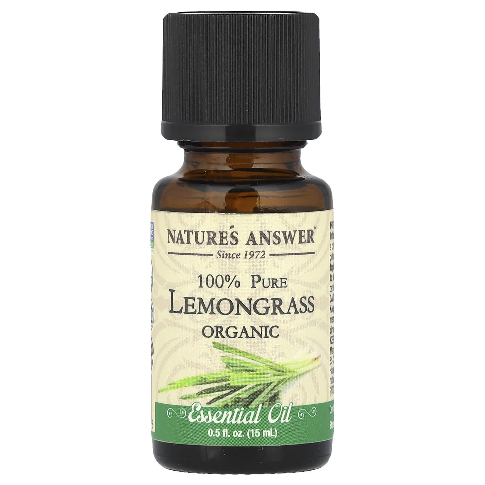 Nature's Answer, 100% Pure Organic Essential Oil, Lemongrass, 0.5 fl oz (15 ml) - Image 1