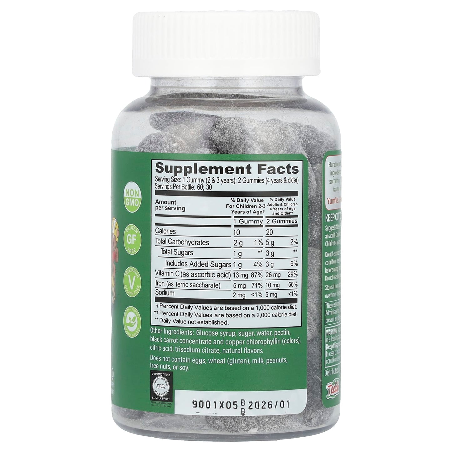 YumVs, Iron with Vitamin C Gummies, Grape, 60 Gummies - Image 2