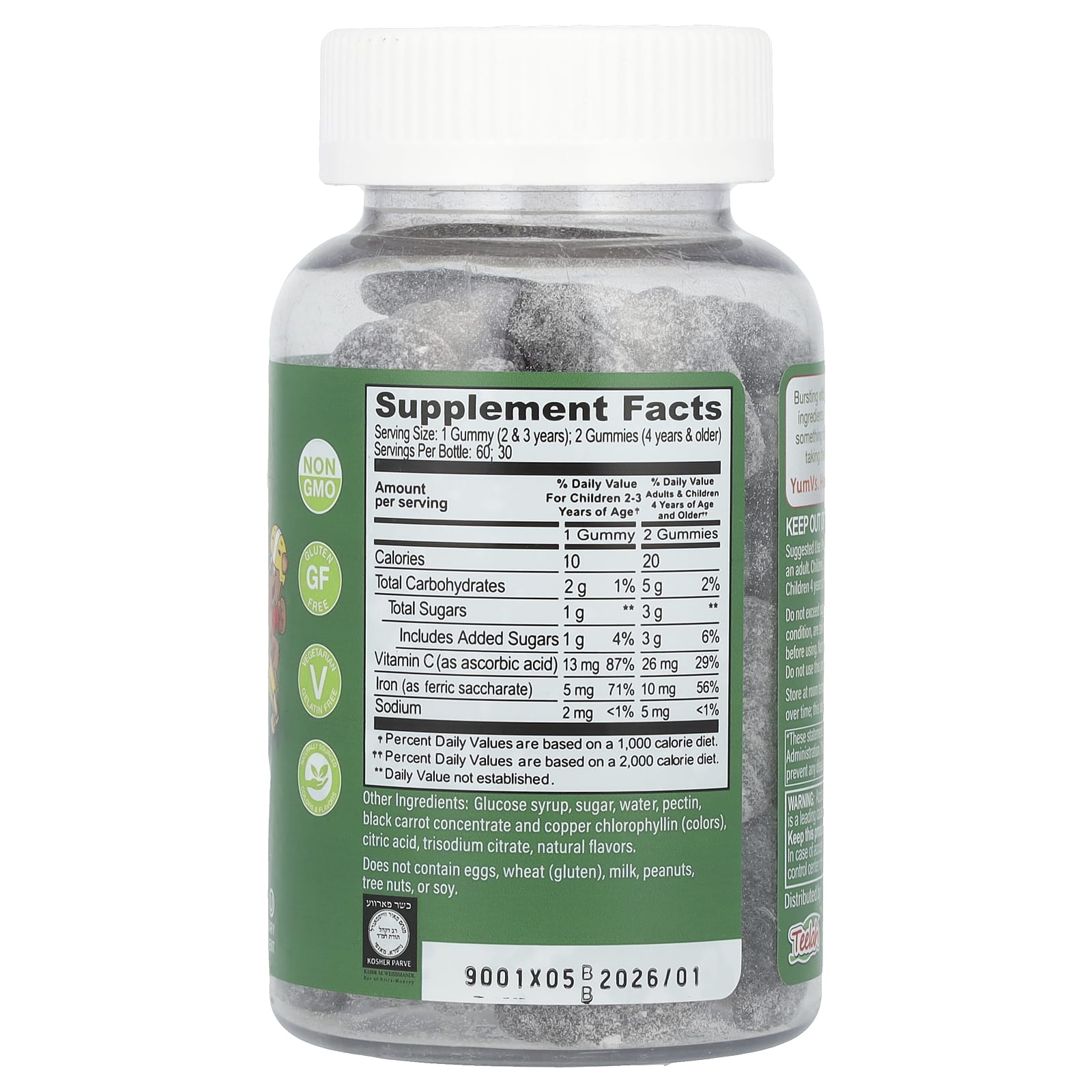 YumVs, Iron with Vitamin C Gummies, Grape, 60 Gummies - Image 2