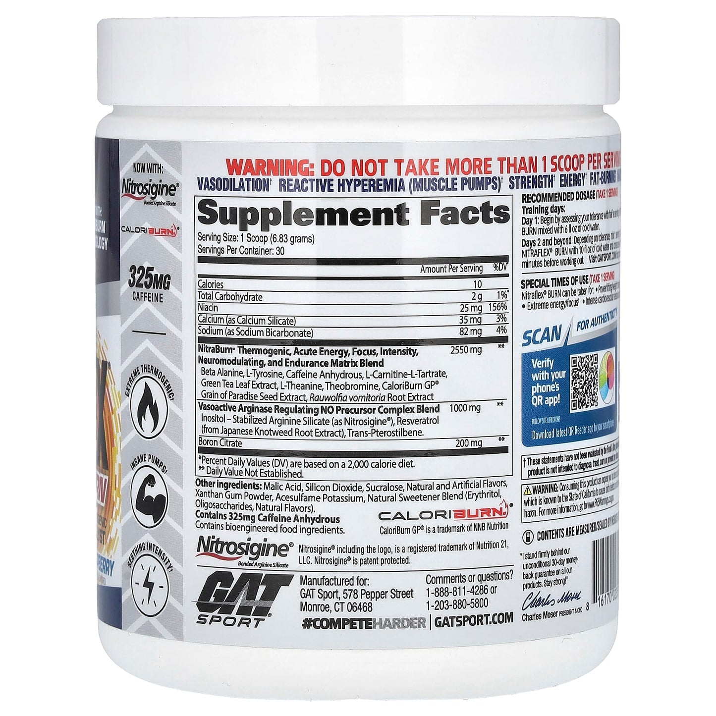GAT NITRAFLEX Burn Pre-Workout Supplement - Blue Raspberry - Image 2
