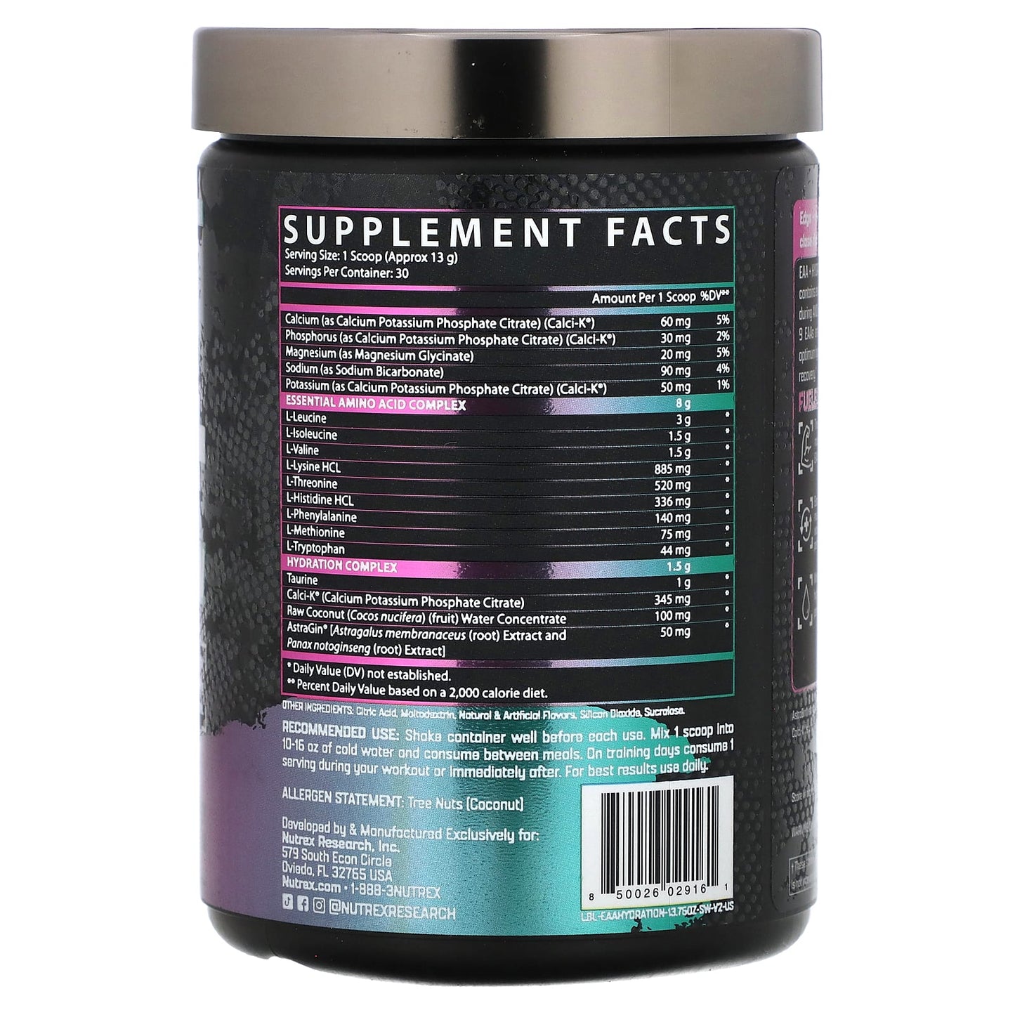 Nutrex Research, EAA+ Hydration, Strawberry Watermelon, 13.76 oz (390 g) - Image 2