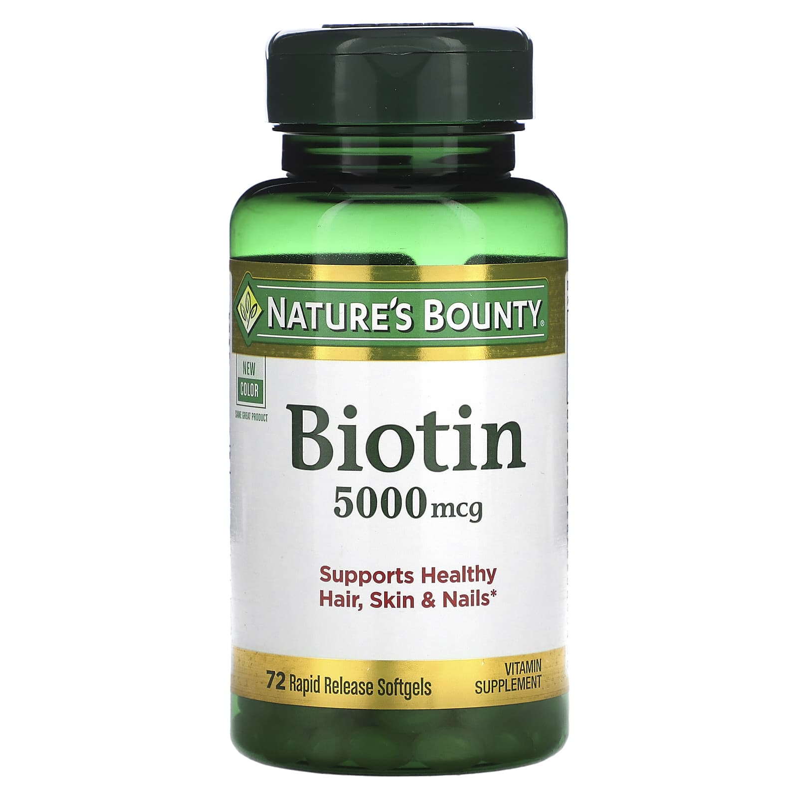 Nature's Bounty, Biotin, 5,000 mcg, 72 Rapid Release Softgels - Image 1