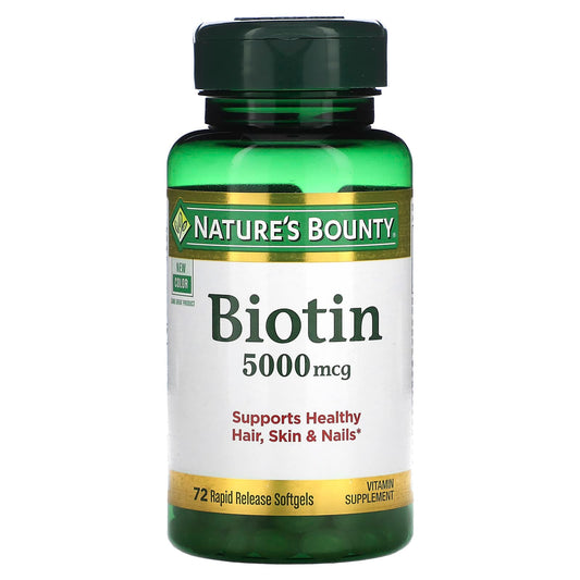 Nature's Bounty, Biotin, 5,000 mcg, 72 Rapid Release Softgels - Image 1