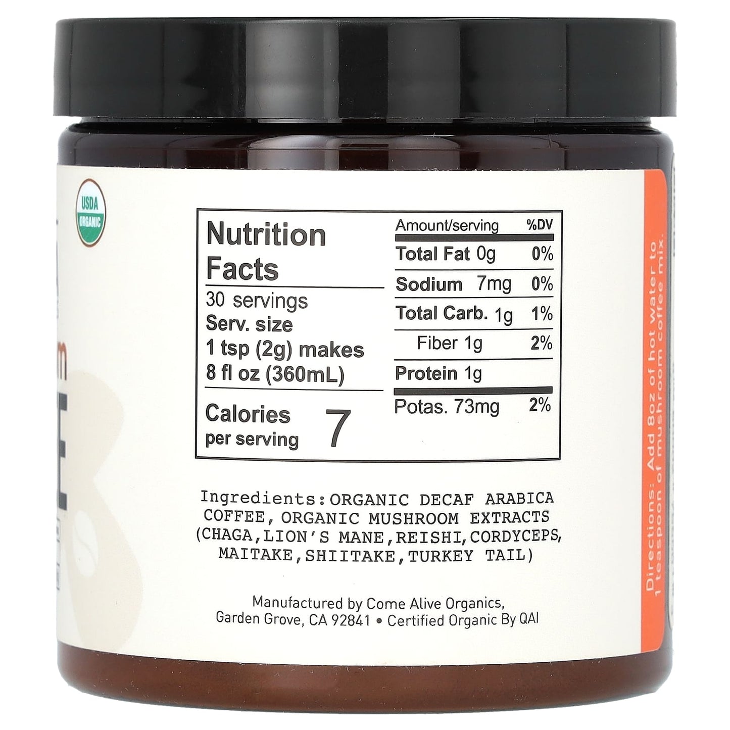 LA Republica, Mushroom Coffee, Instant Coffee + 7 Mushrooms, Decaf, 2.12 oz (60 g) - Image 2