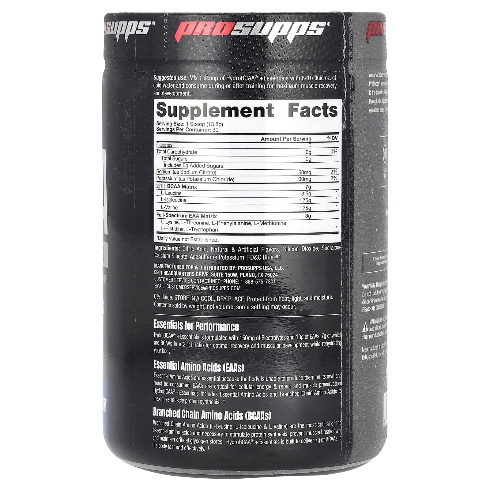 ProSupps, Hydro BCAA +Essentials, Blue Raspberry, 14.6 oz (414 g) - Image 2