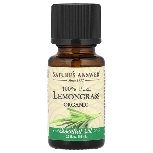 Nature's Answer, 100% Pure Organic Essential Oil, Lemongrass, 0.5 fl oz (15 ml) - Image 1