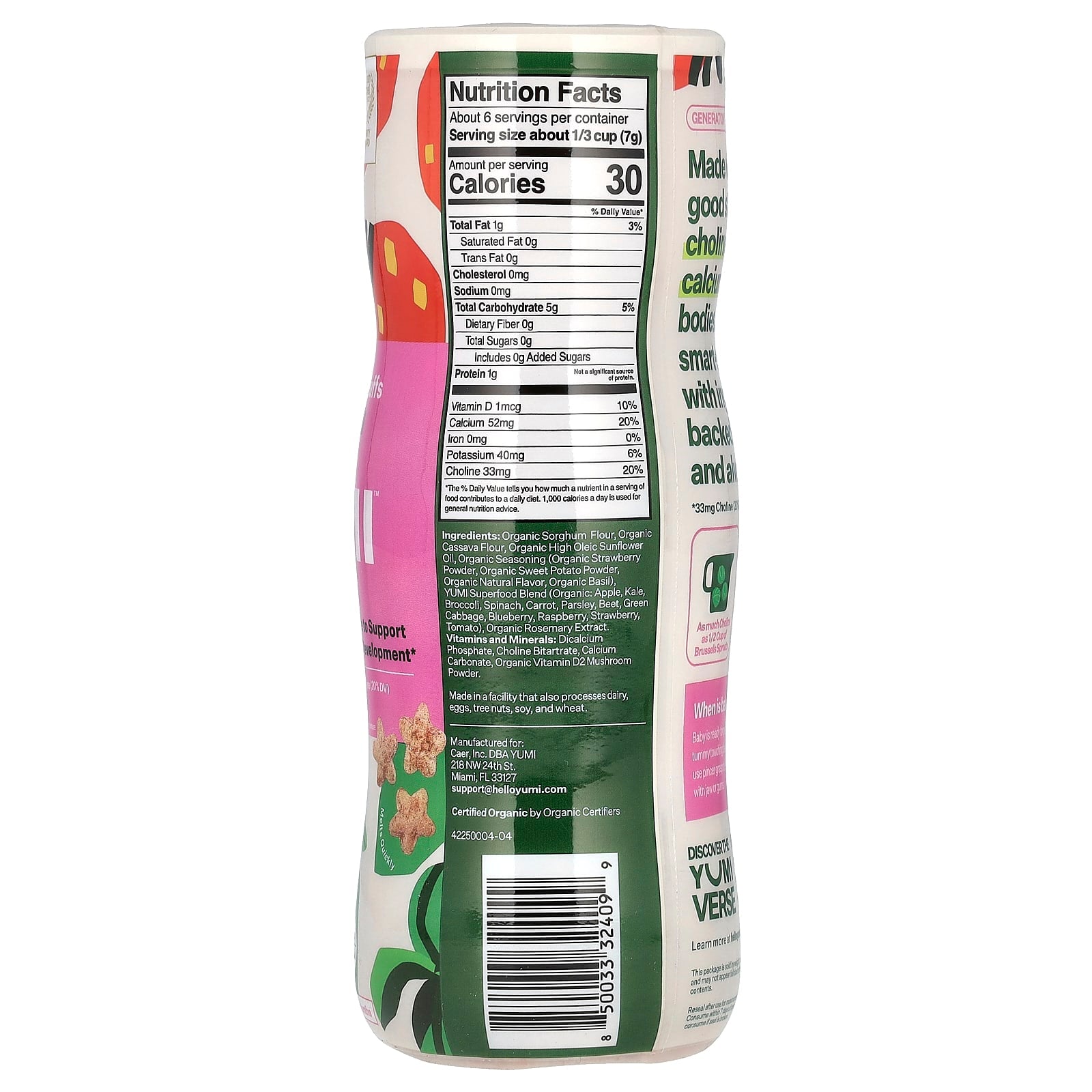 Yumi, Organic Rice-Free Puffs, 8+ Months, Strawberry Basil, 1.5 oz (42.5 g) - Image 2