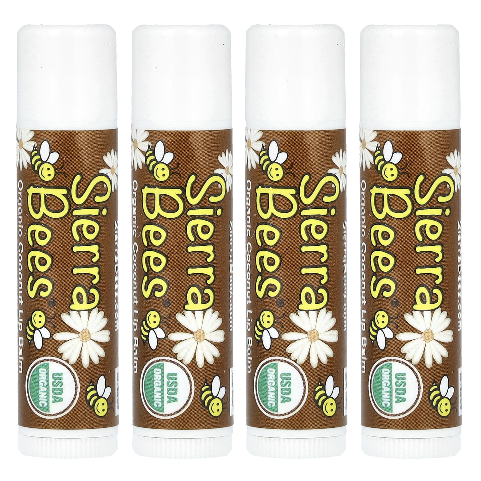 Coconut Lip Balm by Sierra Bees, USDA Organic, 4 Pack - Image 1
