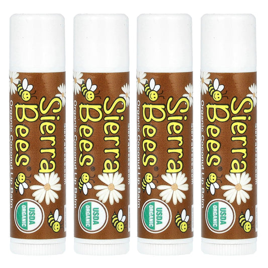 Coconut Lip Balm by Sierra Bees, USDA Organic, 4 Pack - Image 1