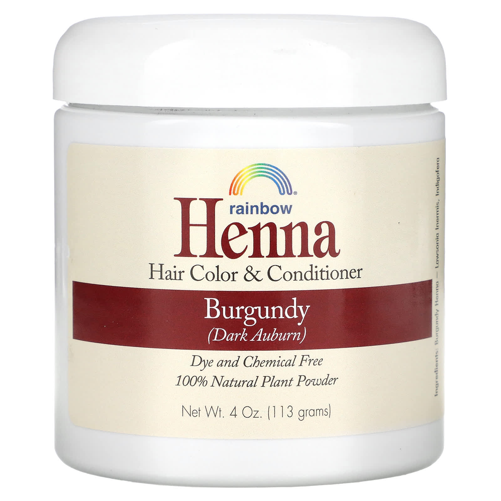 Rainbow Research, Henna, Hair Color and Conditioner, Burgundy (Dark Auburn), 4 oz (113 g) - Image 1