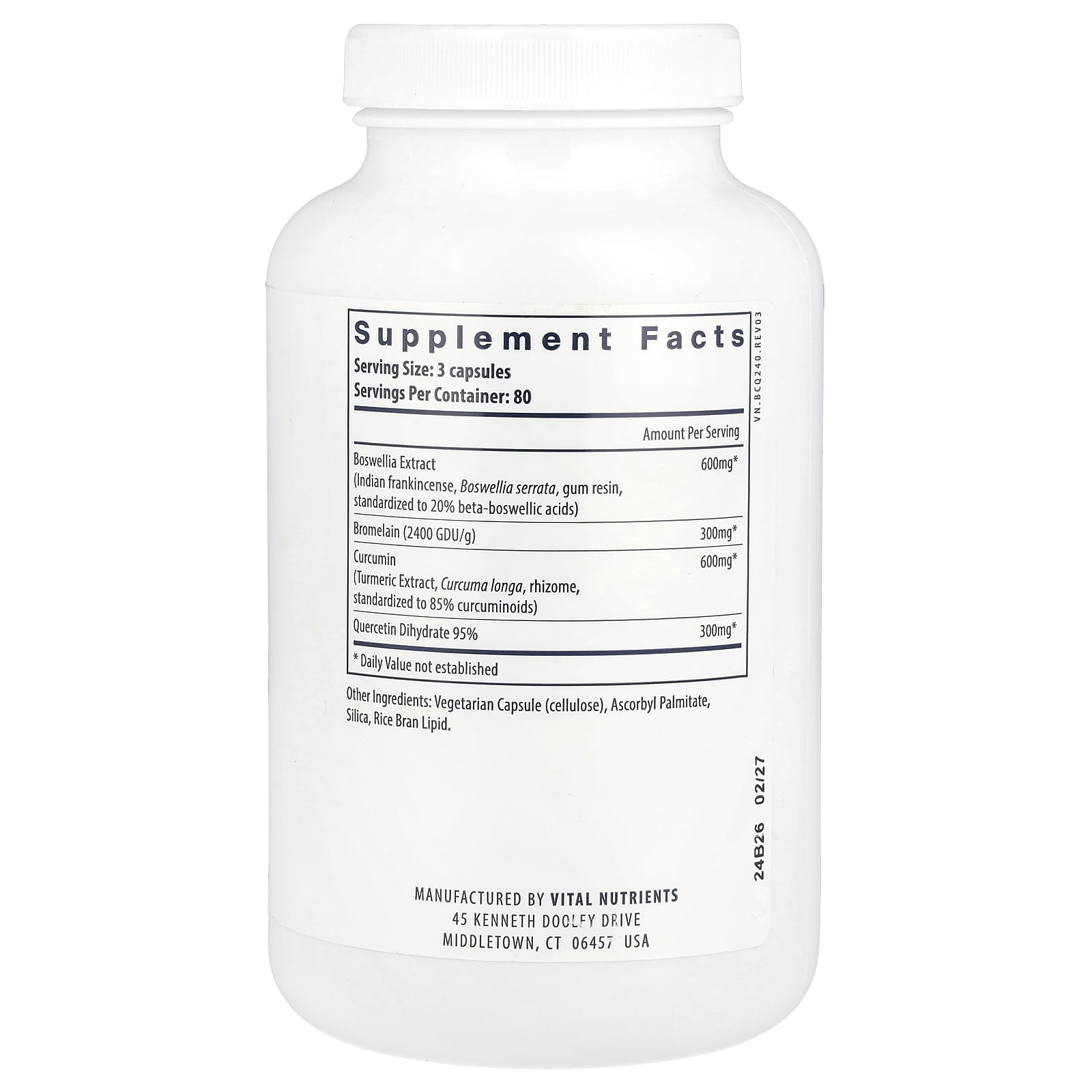 Vital Nutrients, BCQ®, 240 Vegan Capsules - Image 2