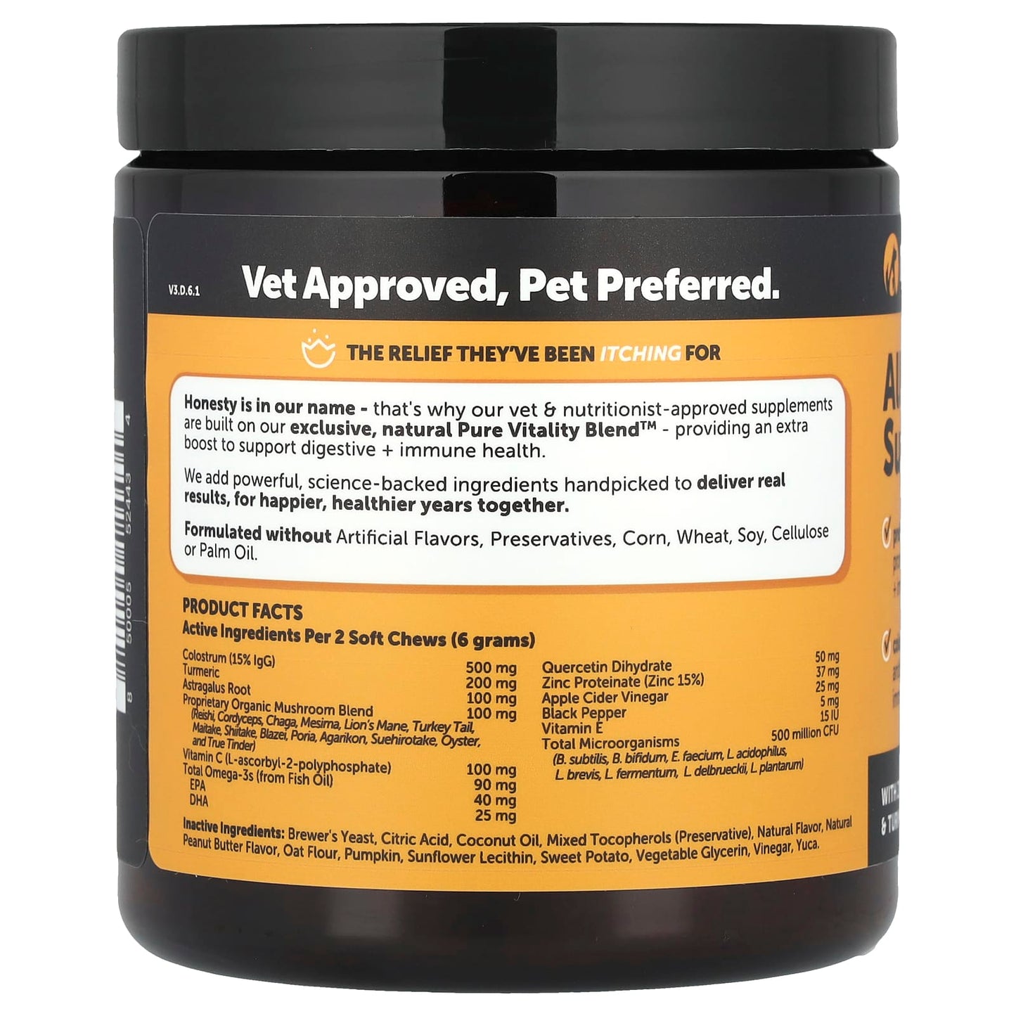 Pet Honesty, Allergy Support, For Dogs, Peanut Butter, 90 Soft Chews, 9.5 oz (270 g) - Image 2