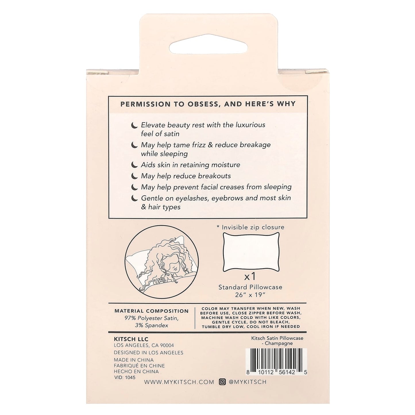 Kitsch, The Satin Pillowcase, Standard Size, Champagne, 1 Pillowcase - Image 2