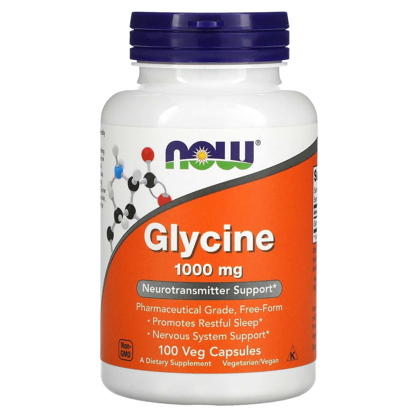 NOW Foods, Glycine, 1,000 mg, 100 Veg Capsules - Image 1