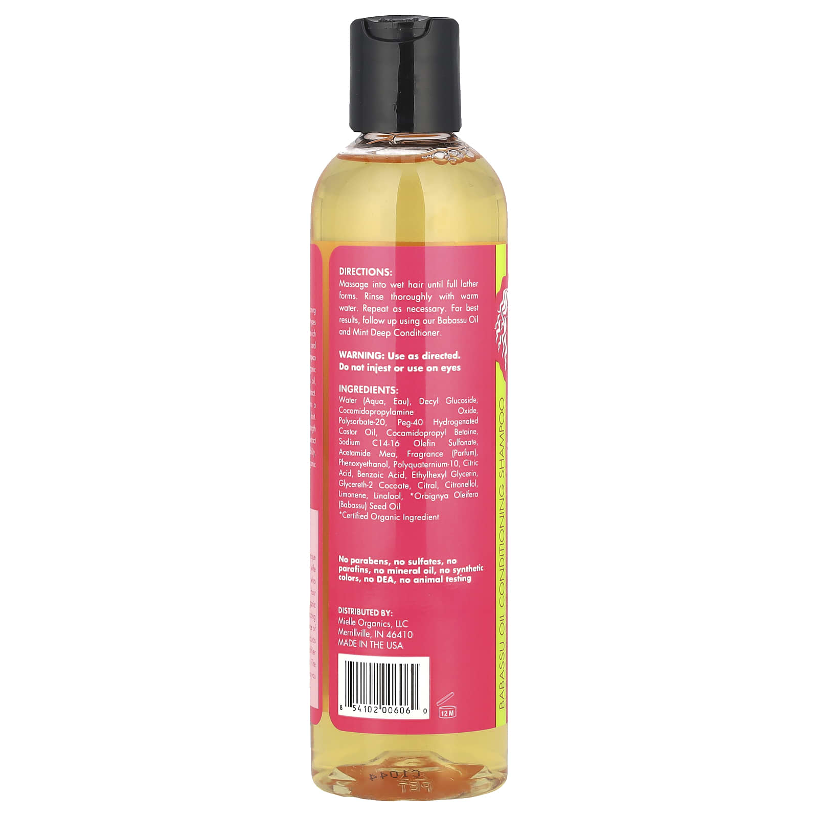 Mielle, Conditioning Shampoo, For Dry & Curly Hair Types, Babassu, 8  fl oz (240 ml) - Image 2