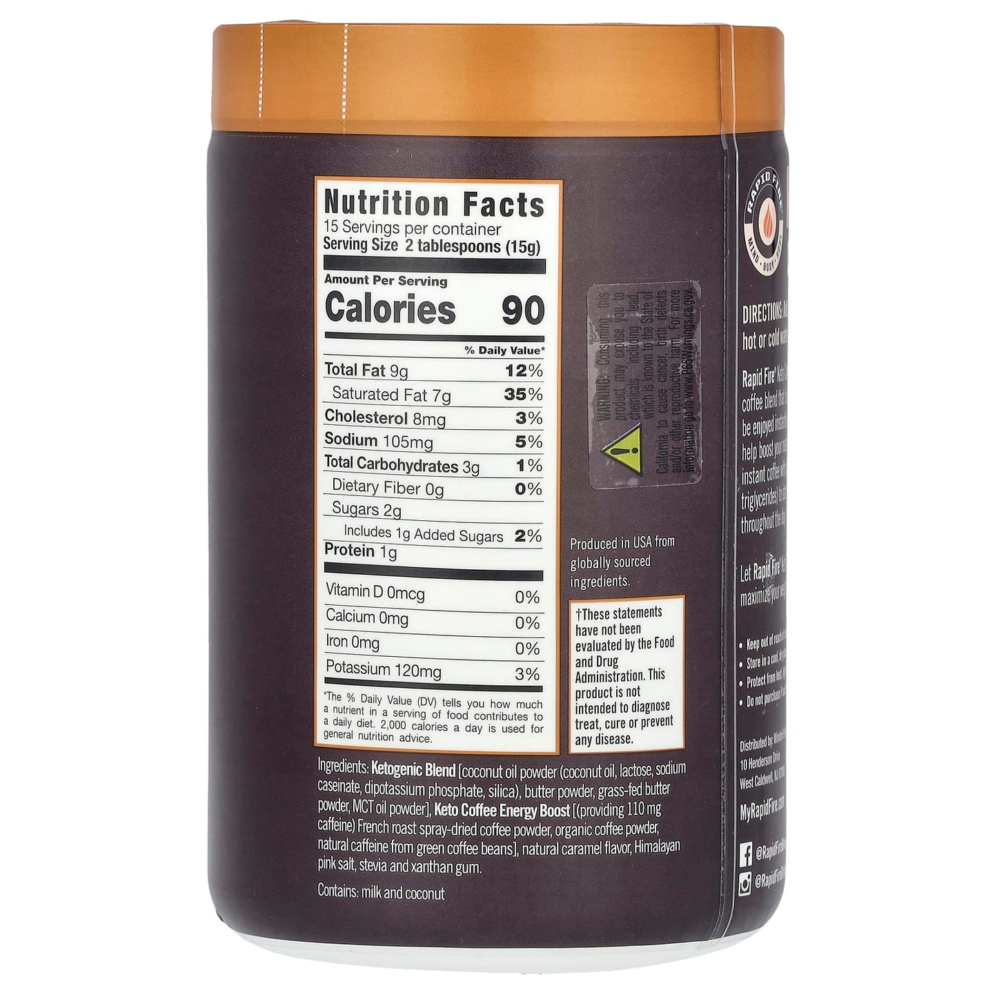 RAPIDFIRE, Keto Coffee, Caramel Macchiato, Instant, Medium Roast, 7.93 oz (225 g) - Image 2