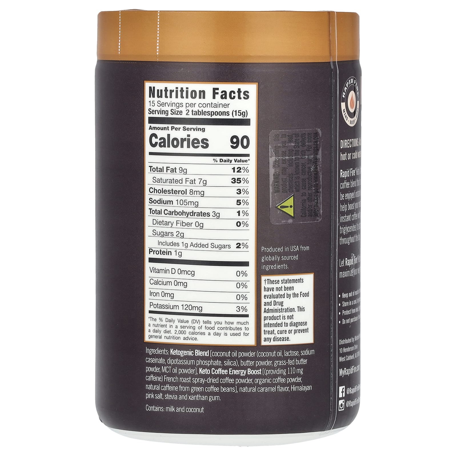 RAPIDFIRE, Keto Coffee, Caramel Macchiato, Instant, Medium Roast, 7.93 oz (225 g) - Image 2