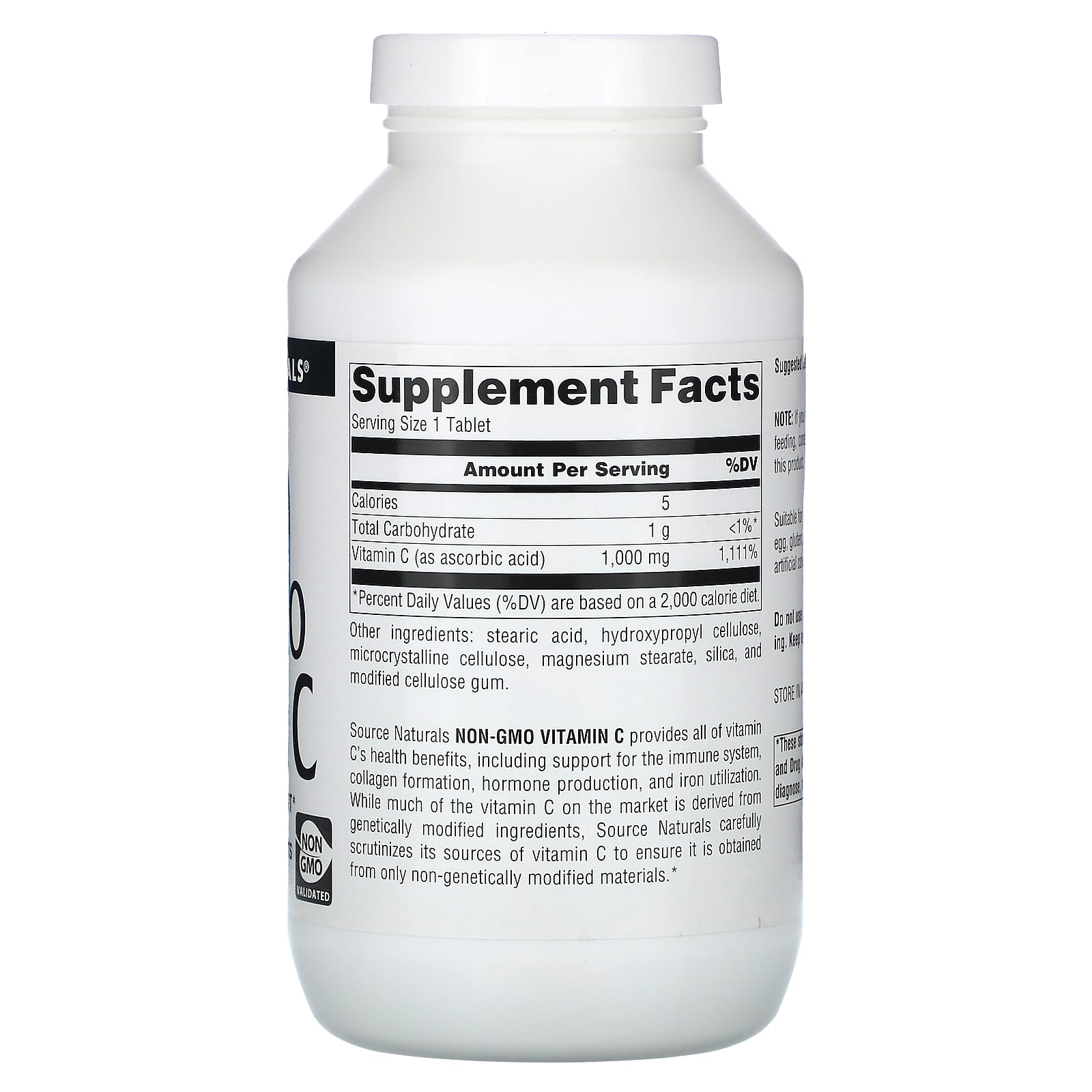 Source Naturals, Non-GMO Vitamin C, 1,000 mg, 240 Tablets - Image 2