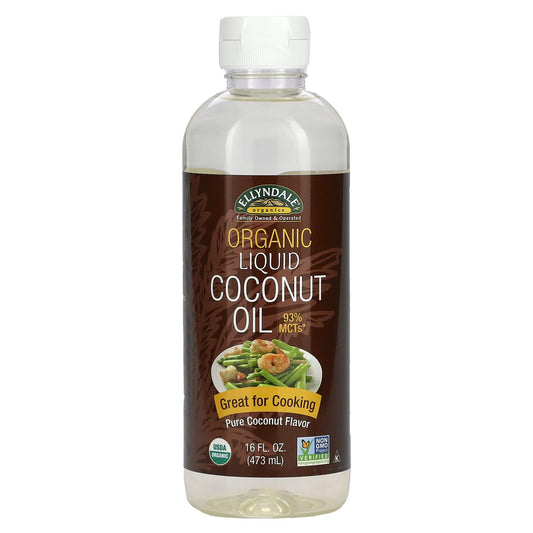 NOW Foods, Ellyndale Organics, Organic Liquid Coconut Oil, Pure Coconut, 16 fl oz (473 ml) - Image 1