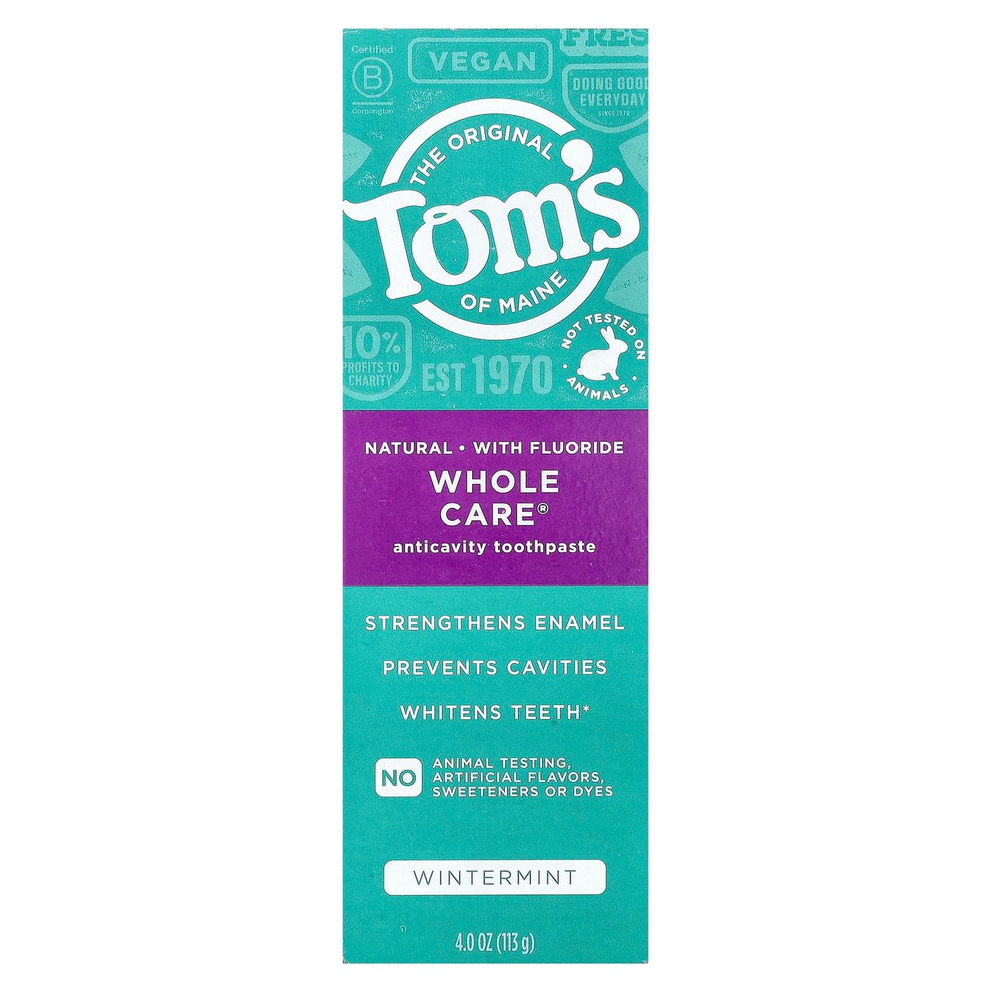 Tom's of Maine, Whole Care®, Anticavity Toothpaste with Fluoride, Wintermint, 4 oz (113 g) - Image 2