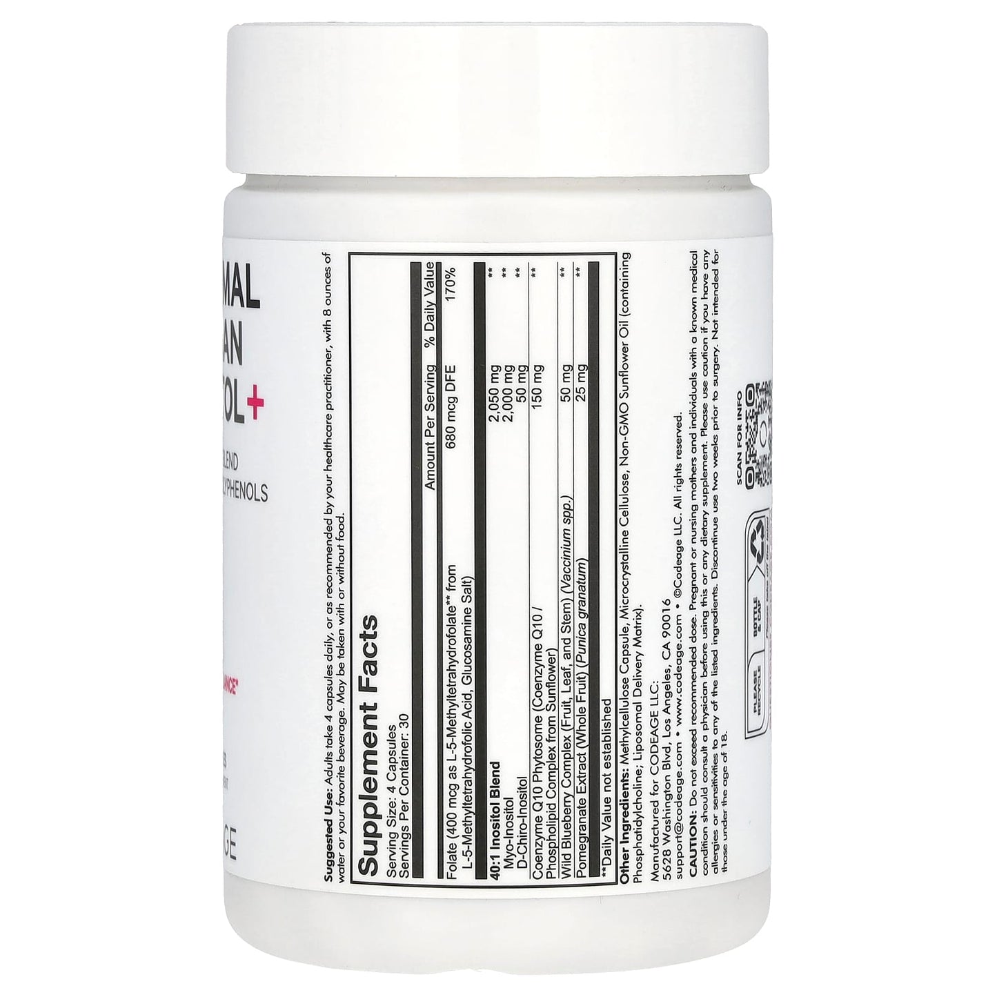 Codeage Liposomal Ovarian Inositol Supplement for Hormonal Balance - Image 2