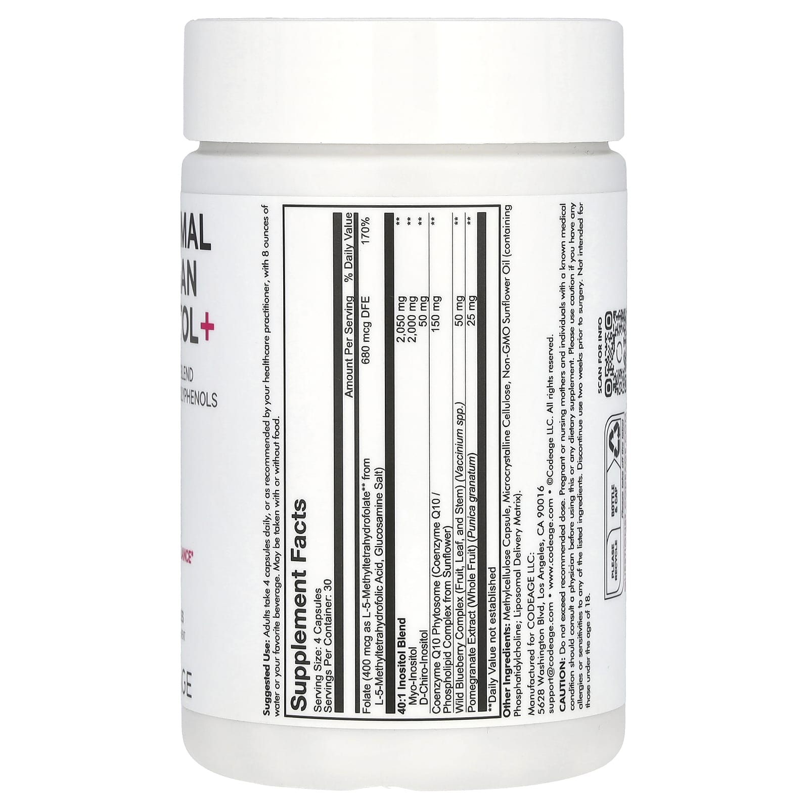 Codeage Liposomal Ovarian Inositol Supplement for Hormonal Balance - Image 2