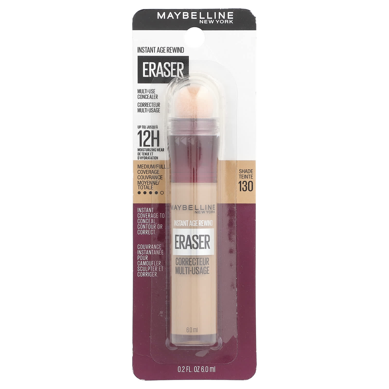 Maybelline, Instant Age Rewind, Eraser, Multi-Use Concealer, 130 Medium, 0.2 fl oz (6 ml) - Image 2