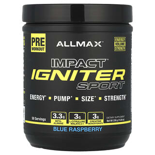 ALLMAX IGNITER Sport Pre Workout Powder - Blue Raspberry, 11.64 oz (330g)