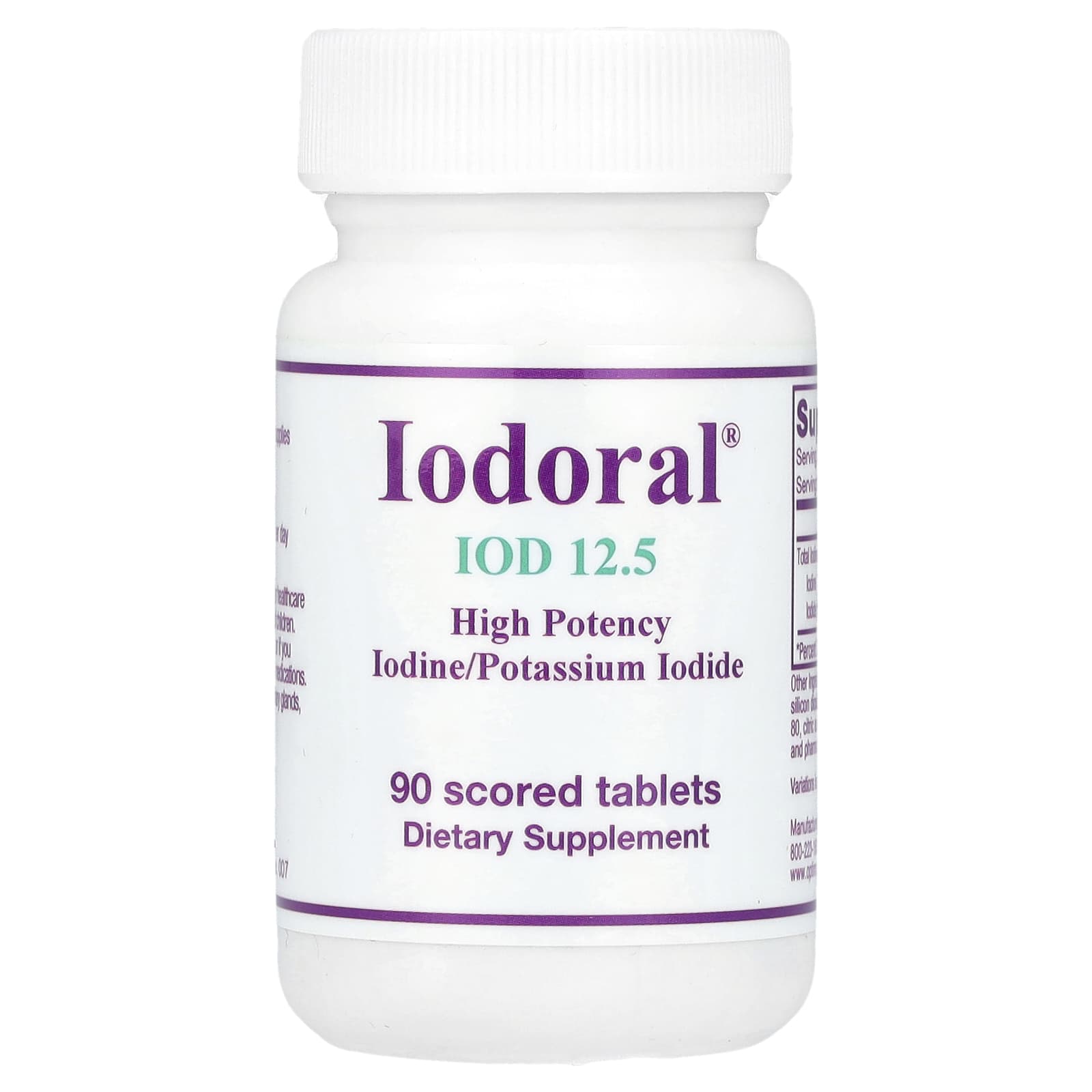 Optimox, Iodoral, Iodine/Potassium Iodide, 90 Scored Tablets - Image 1