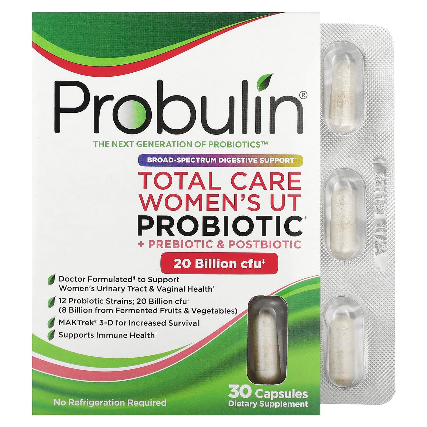 Probulin, Total Care Women’s UT Probiotic, 20 Billion CFU, 30 Capsules - Image 1