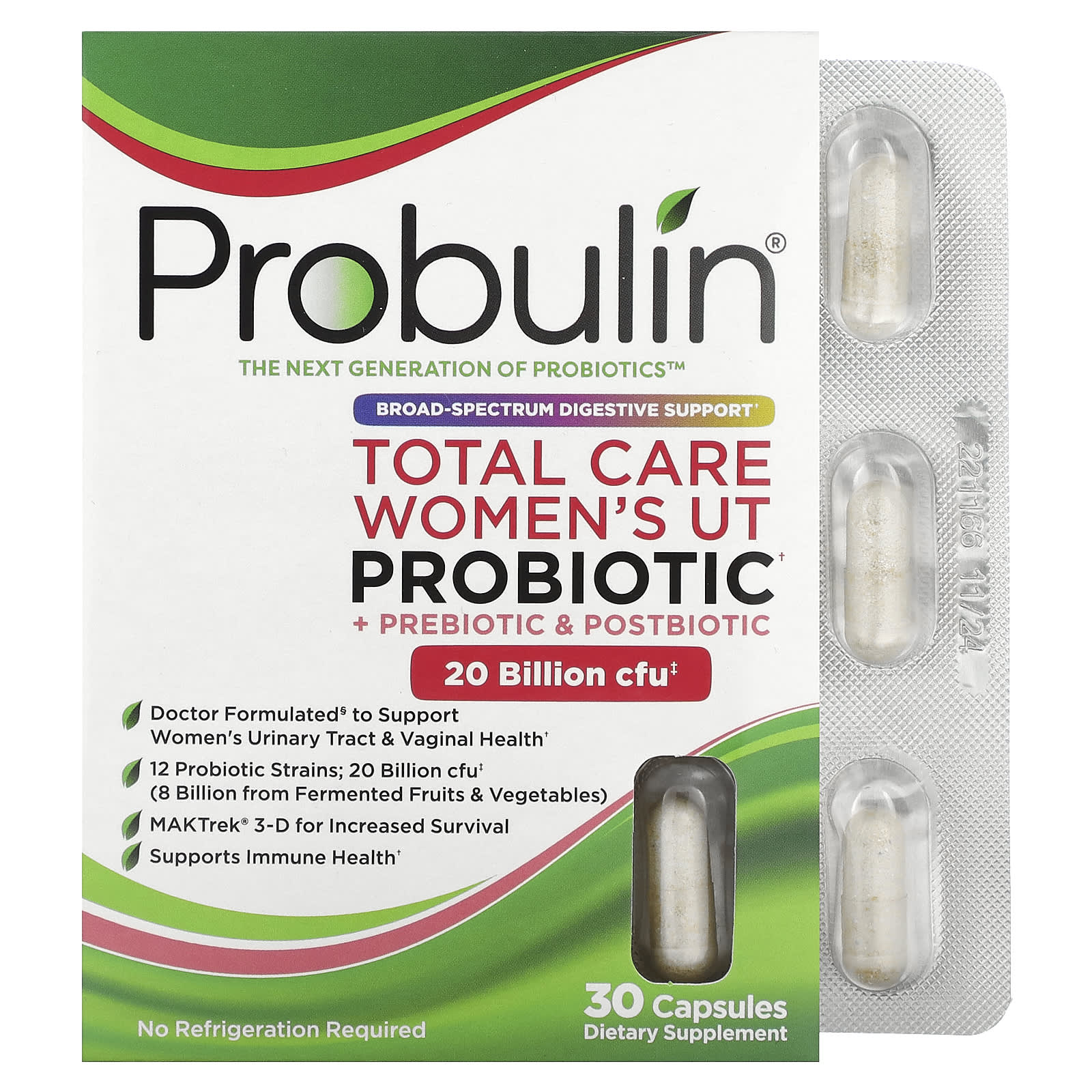 Probulin, Total Care Women’s UT Probiotic, 20 Billion CFU, 30 Capsules - Image 1