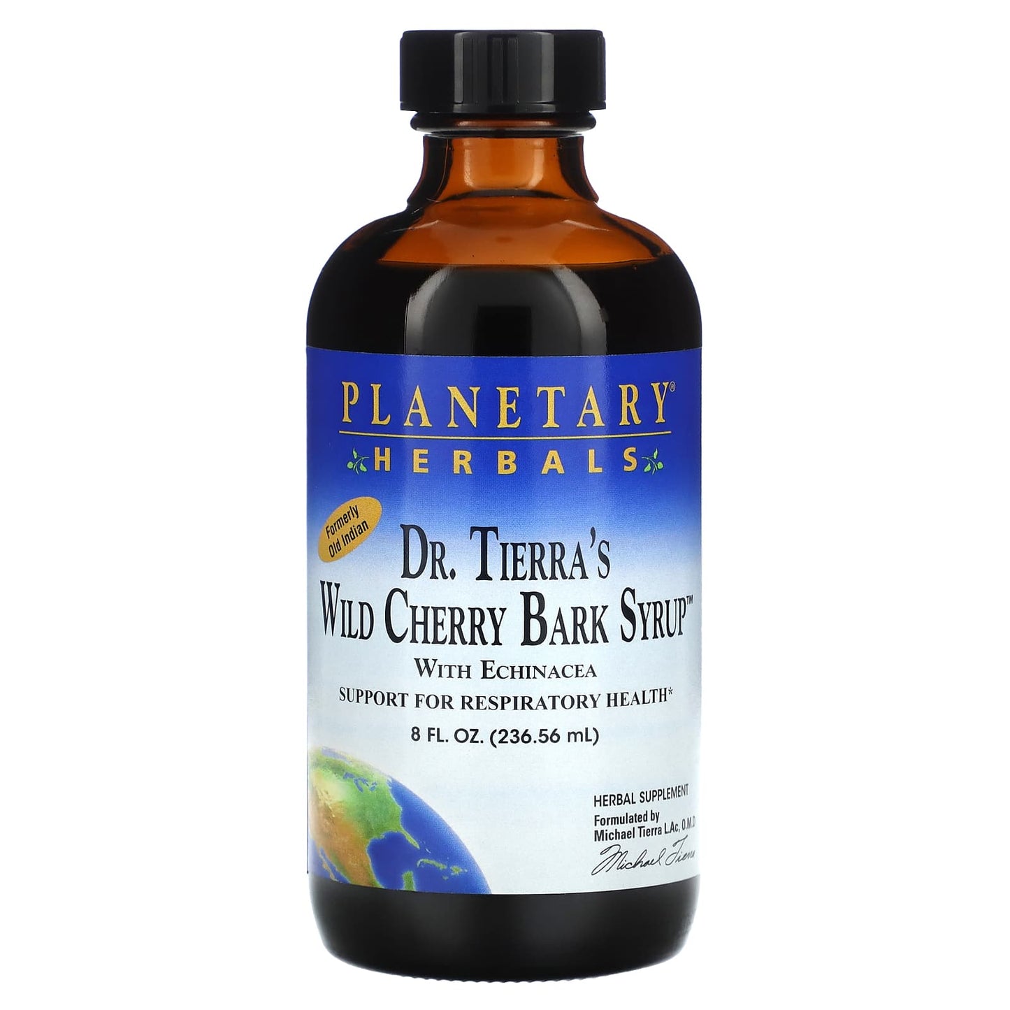 Planetary Herbals, Dr. Tierra's Wild Cherry Bark Syrup, 8 fl oz (236.56 ml) - Image 1