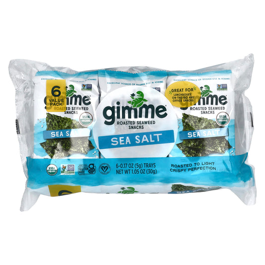 Crispy Sea Salt Roasted Seaweed Snacks by gimMe - 6 Pack - Image 1
