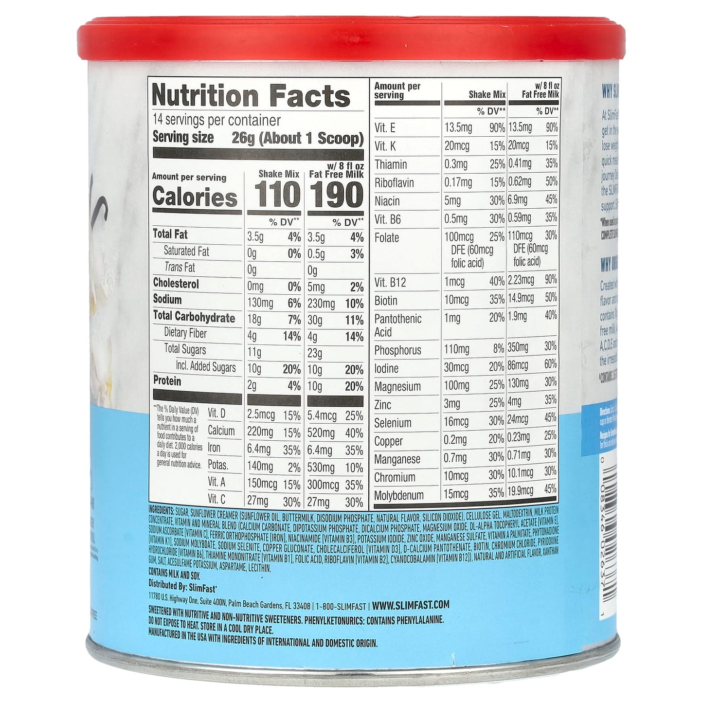 SlimFast, Original, Meal Replacement Shake Mix, French Vanilla, 12.83 oz (364 g) - Image 2