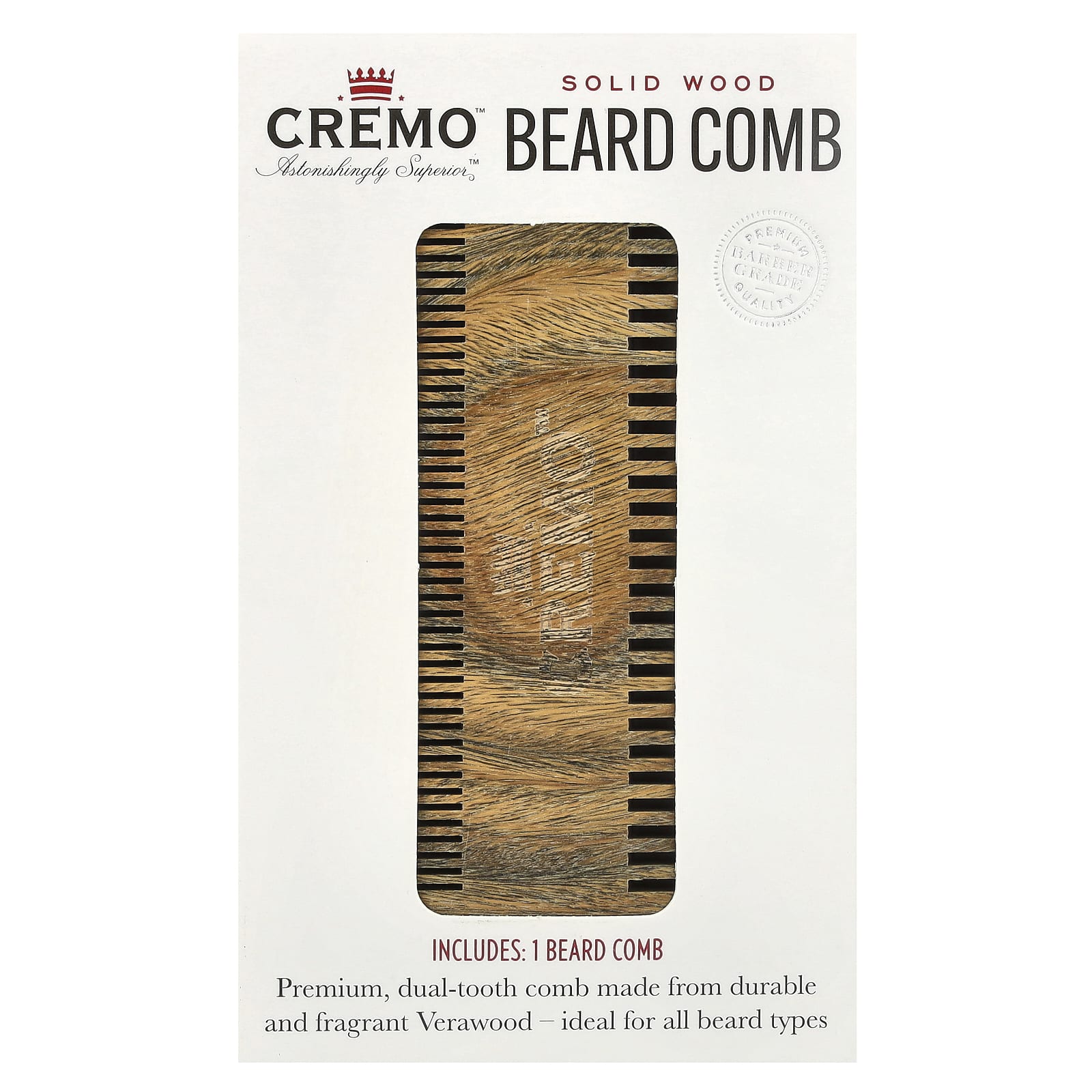 Cremo Solid Wood Beard Comb for All Beard Types - Image 2