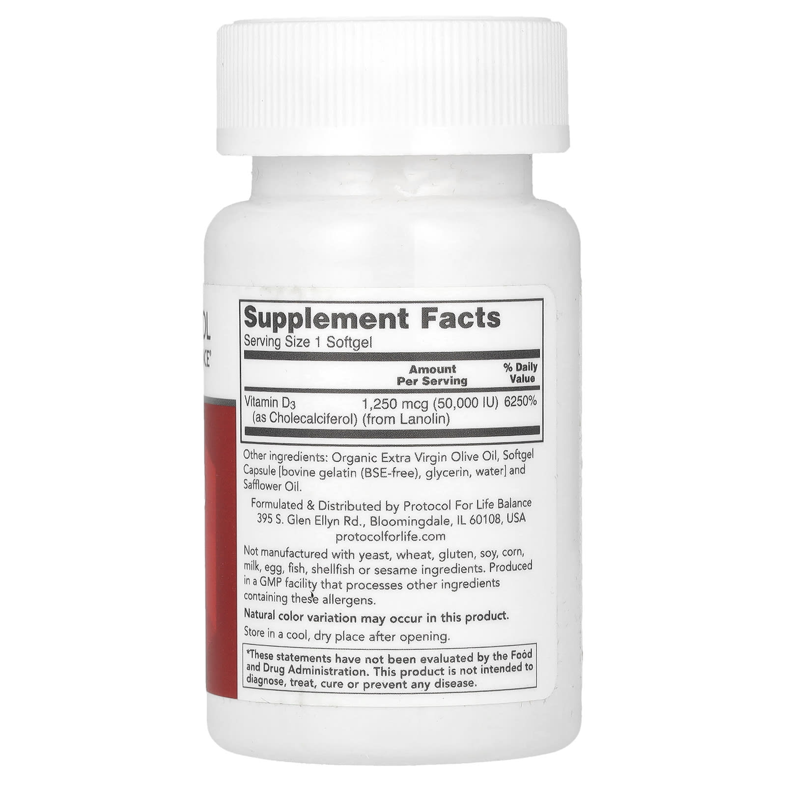 Protocol for Life Balance, Clinical Potency, Vitamin D3, 50,000 IU, 50 Softgels - Image 2