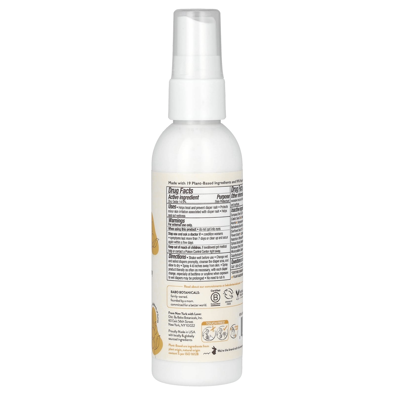 Fragrance-Free Diaper Rash Cream Spray by Babo Botanicals - 3 fl oz - Image 2