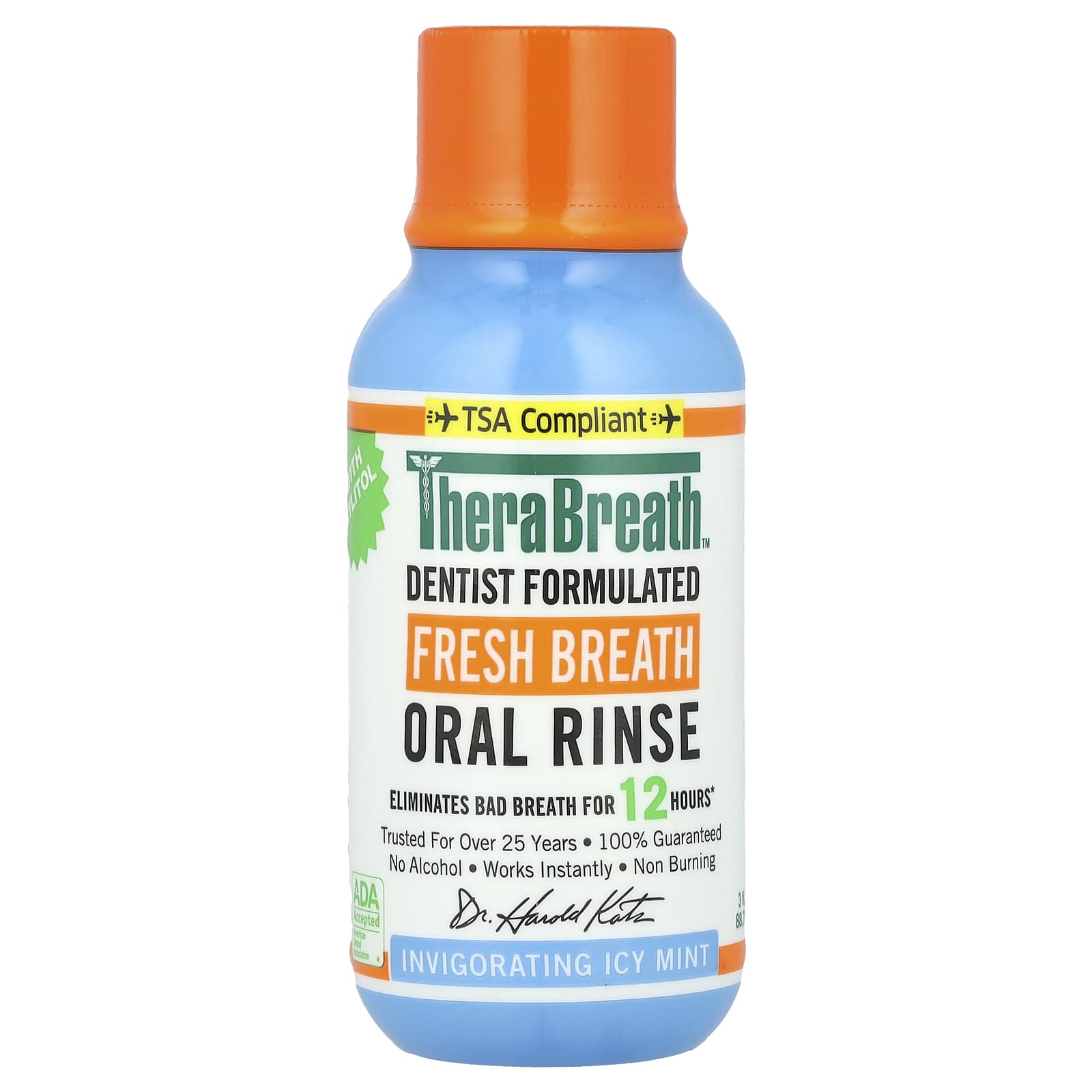TheraBreath, Fresh Breath Oral Rinse, Invigorating Icy Mint, 3 fl oz (88.7 ml) - Image 1