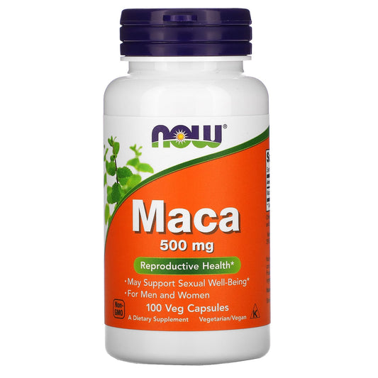 NOW Foods, Maca, 500 mg, 100 Veg Capsules - Image 1