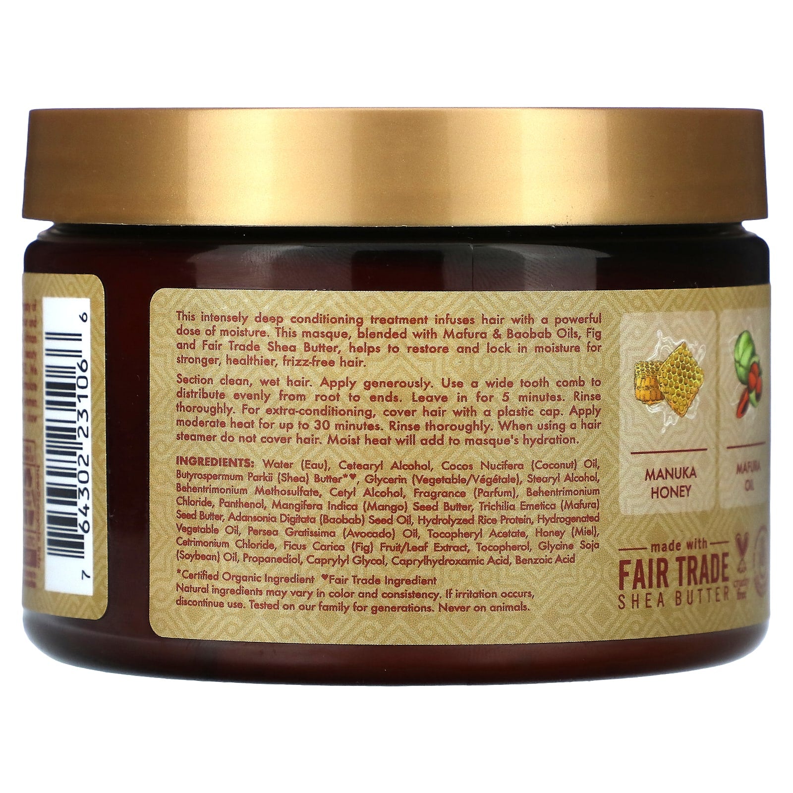 SheaMoisture, Manuka Honey & Mafura Oil, Intensive Hydration Hair Masque, 11.5 oz (326 g) - Image 2