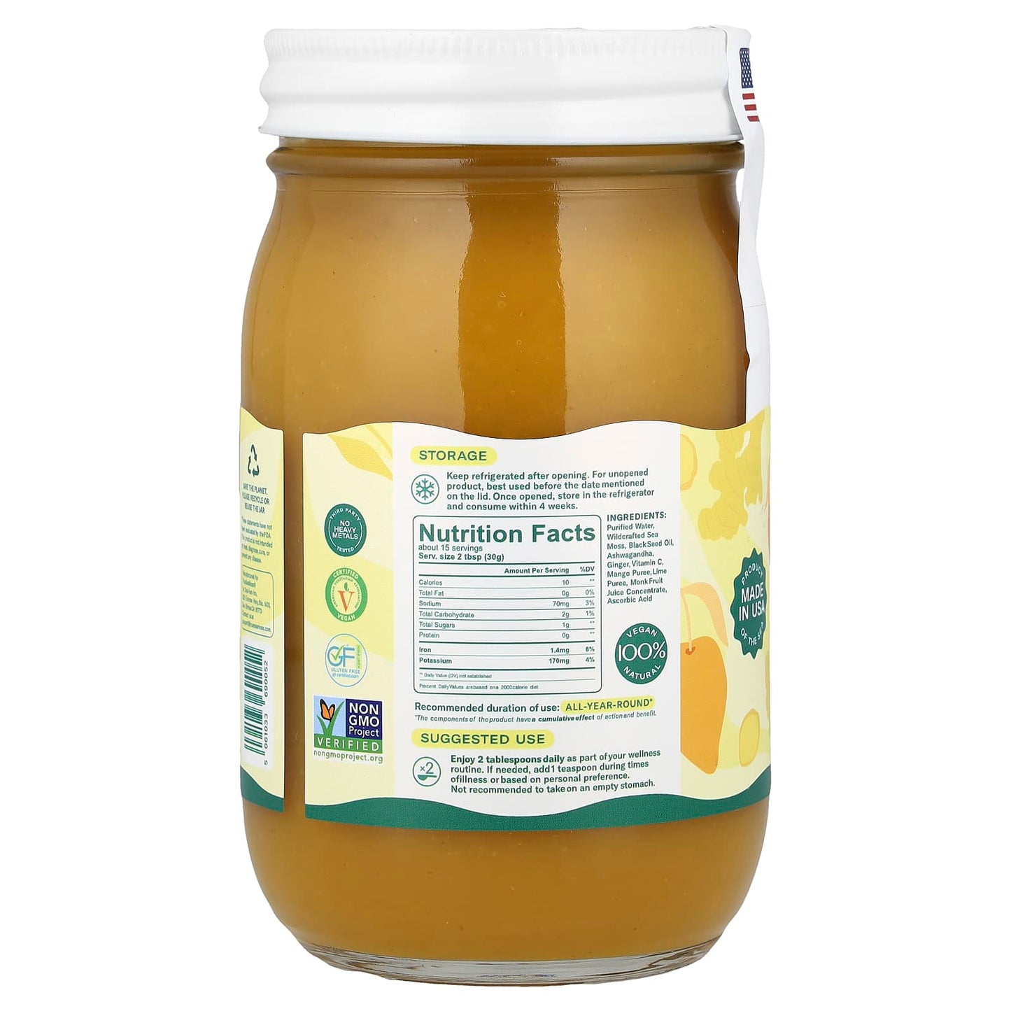 True Sea Moss, Natural Superfood, Immune Support 5 In 1, Mango, 16 fl oz (473 g) - Image 2