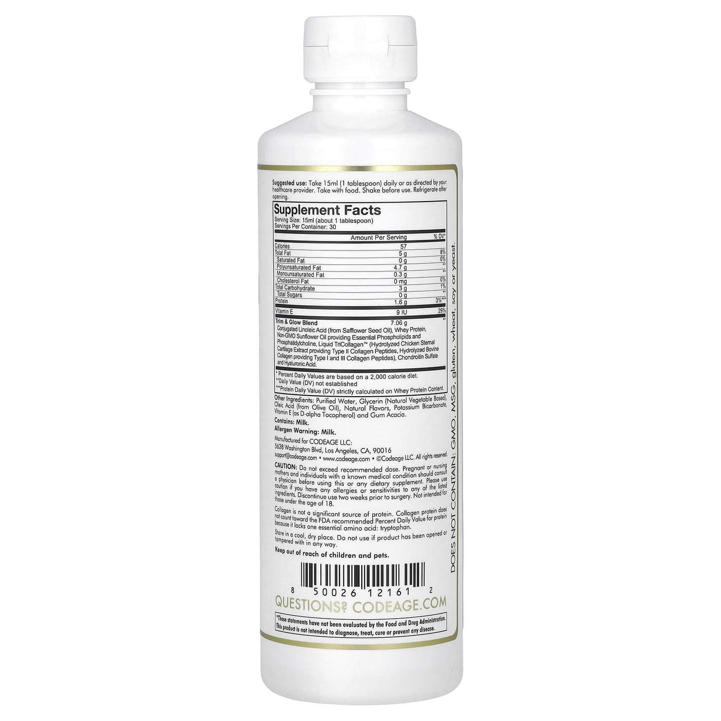 Liquid Collagen Supplement by CodeAge - Trim & Glow, French Vanilla - Image 2